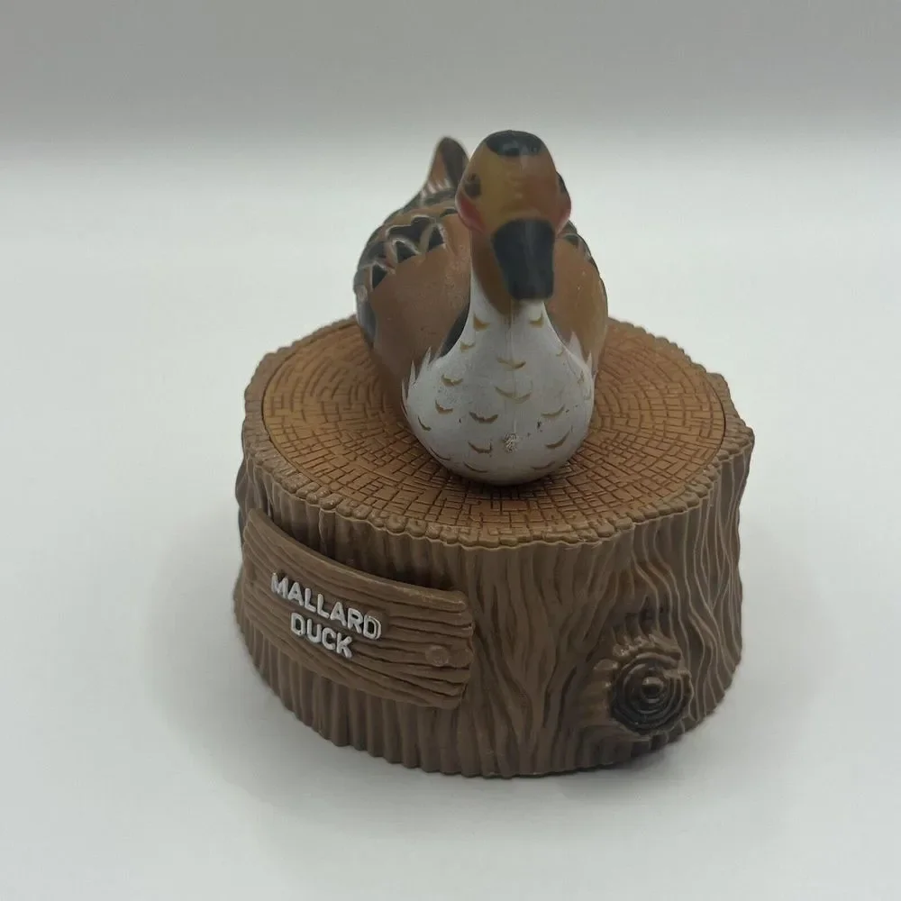 Mallard Pintail Duck Tree Branch Plastic Lidded‎ Trinket Box Vintage Hong Kong